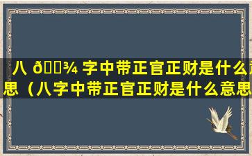 八 🌾 字中带正官正财是什么意思（八字中带正官正财是什么意思啊）